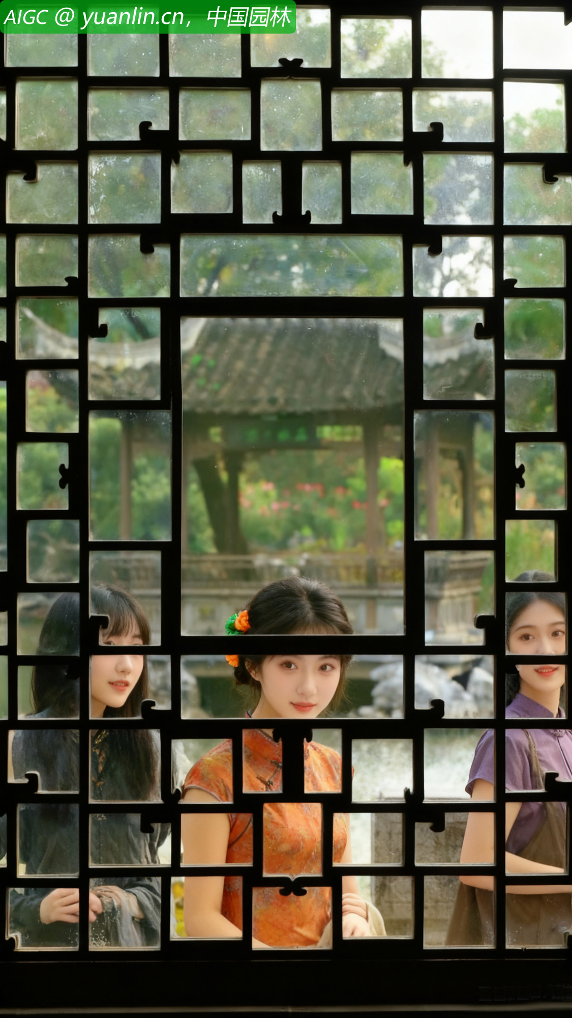 她们时而低语，时而轻笑，声音似银铃般清脆。