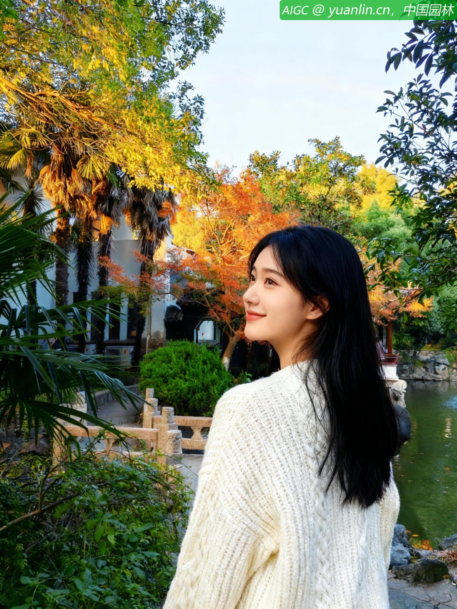 苏州吴江公园，光影交织，层林尽染。