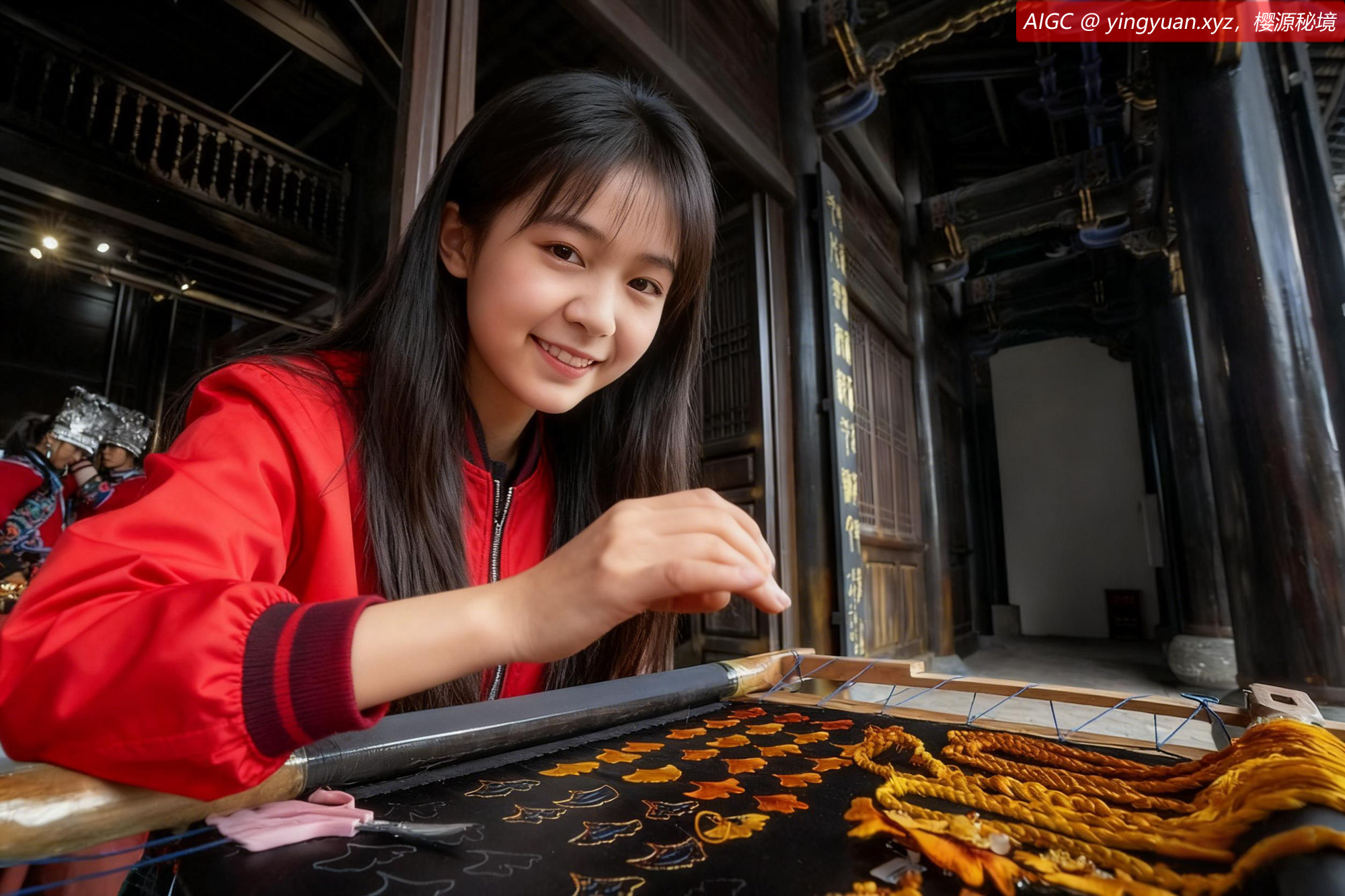 重庆酉州苗绣传承人在刺绣