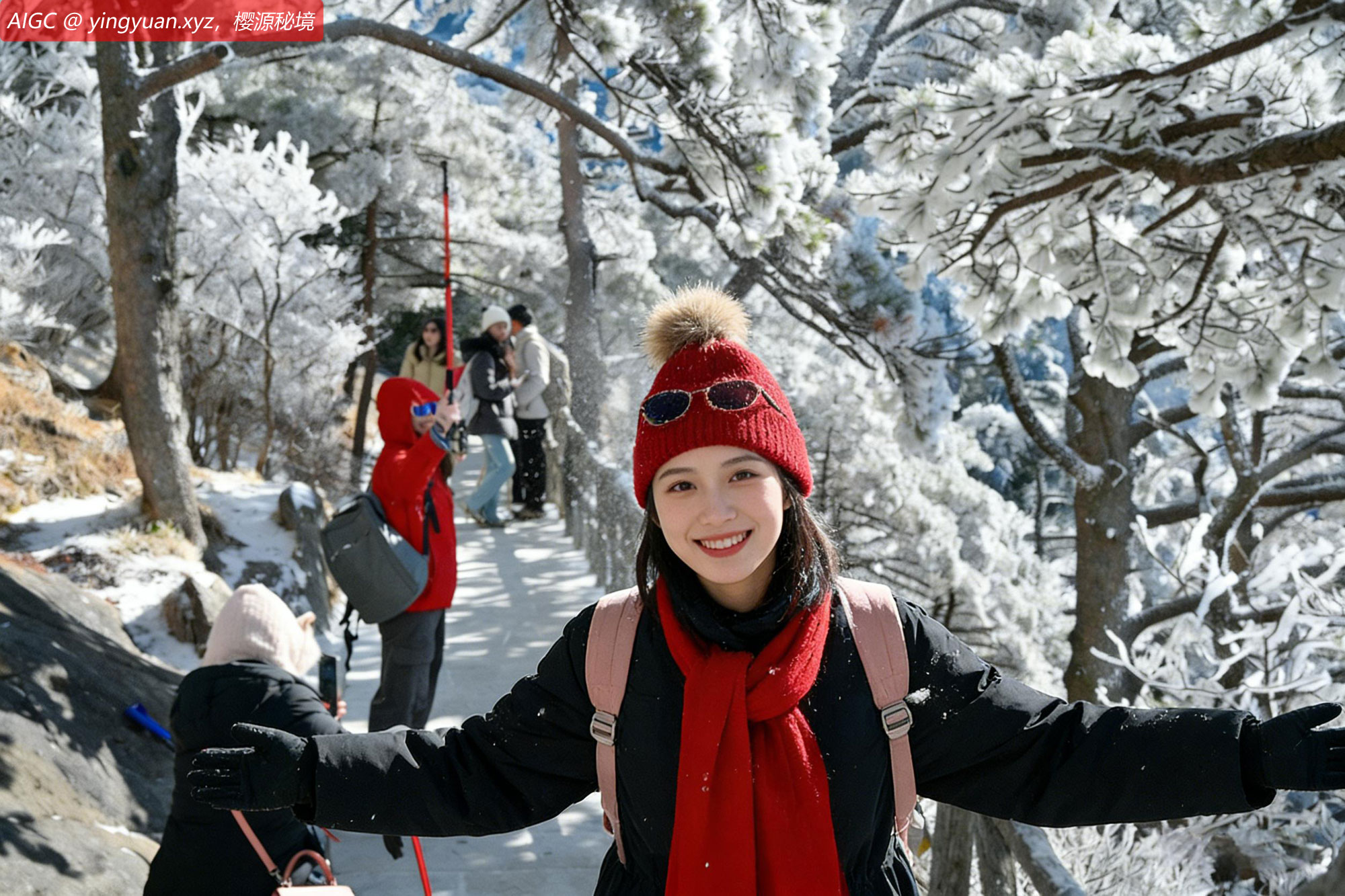 安徽黄山风景区雾凇景观：漫山银装，玉树琼枝