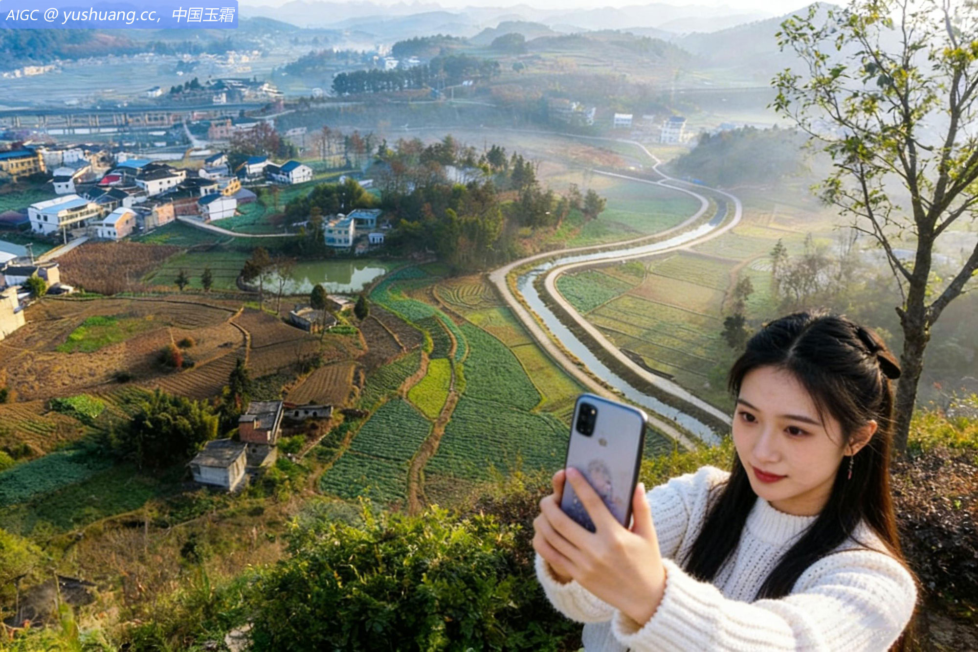 一位女播主正在为自己家乡的农产品作直播