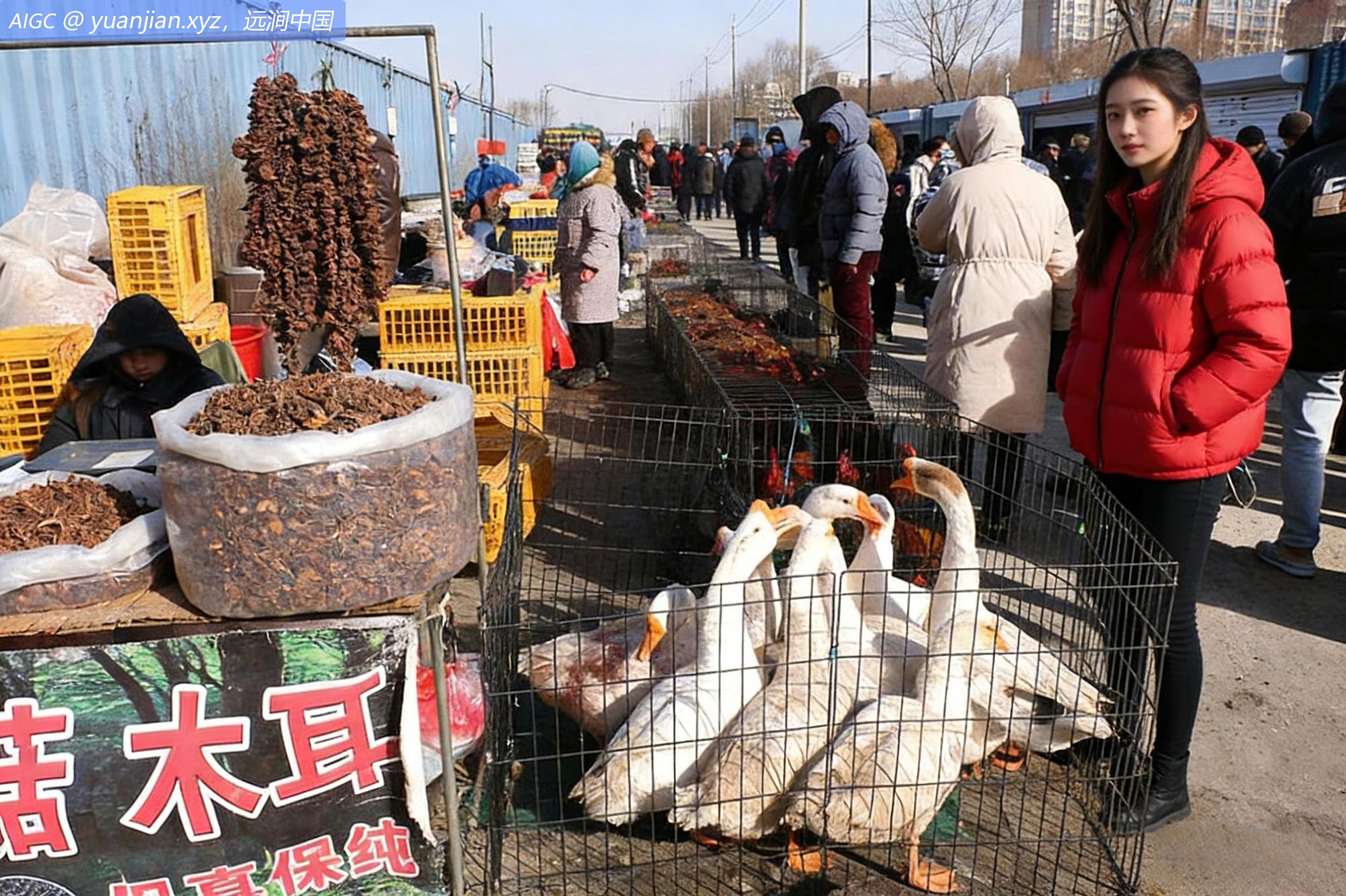 辽宁沈阳蒲河大集，市民在选购年货