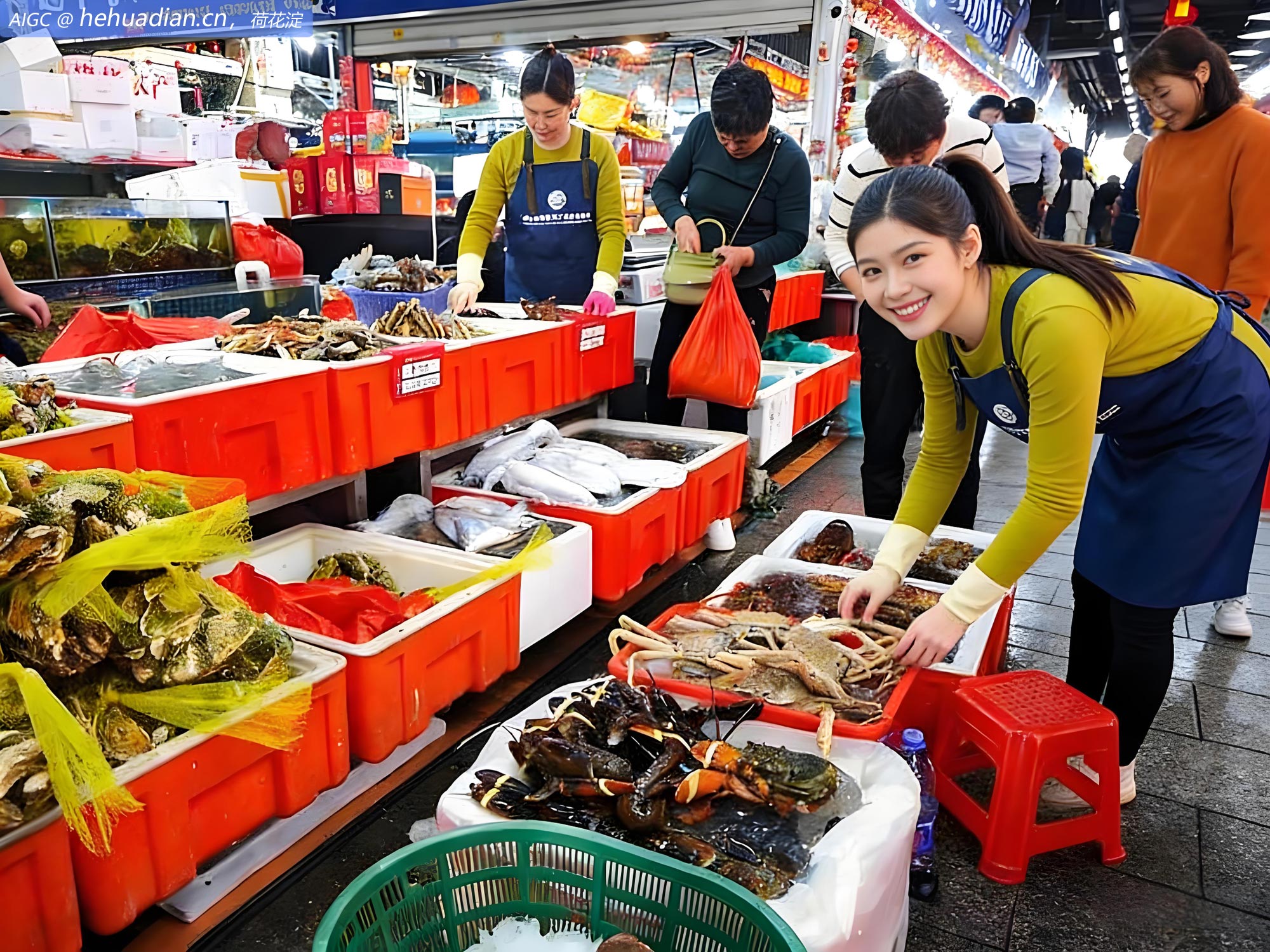 福州市民在市场挑选海鲜