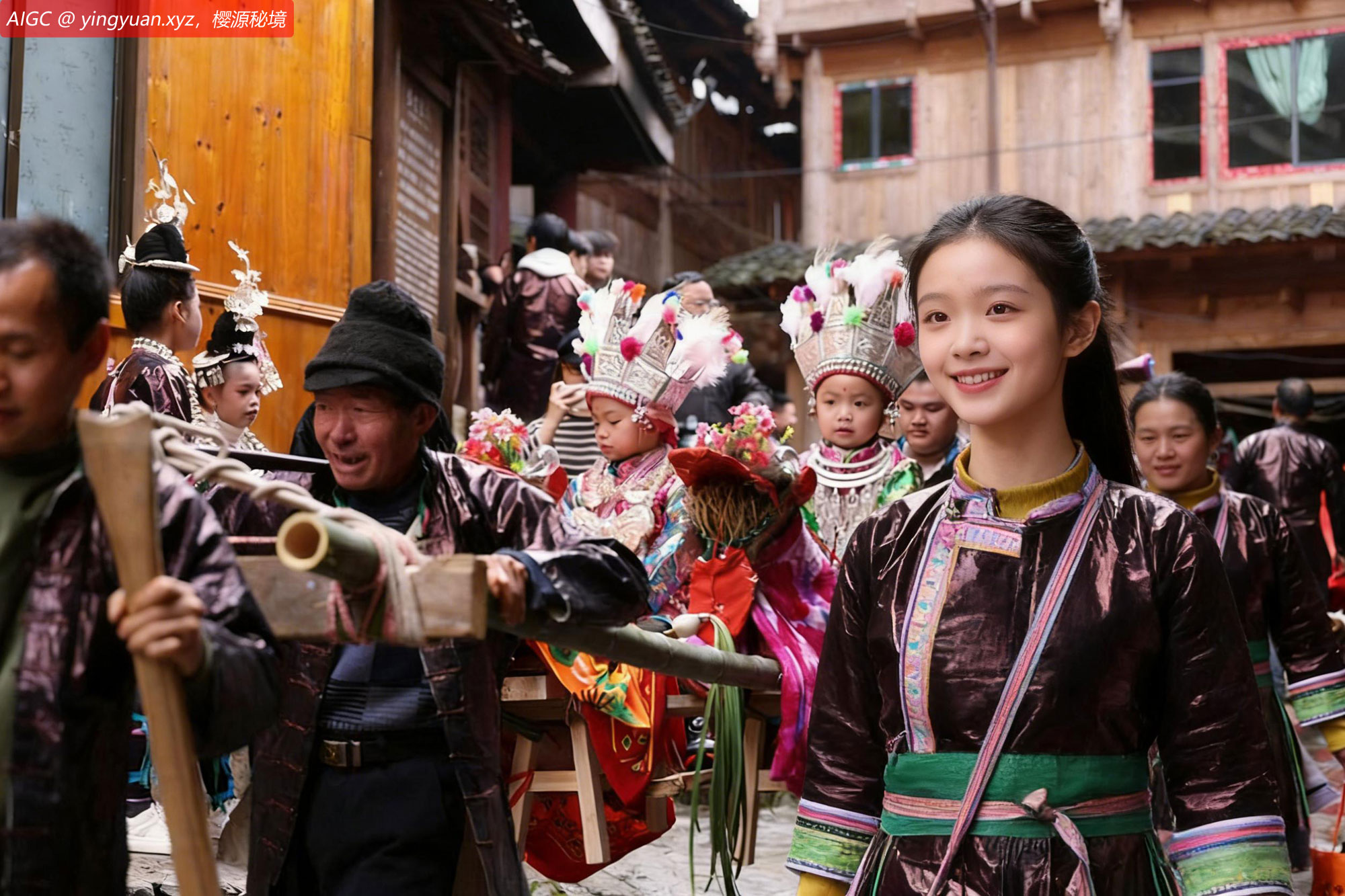 贵州黎平县黄岗侗寨举行两年一度的“抬官人”民俗活动