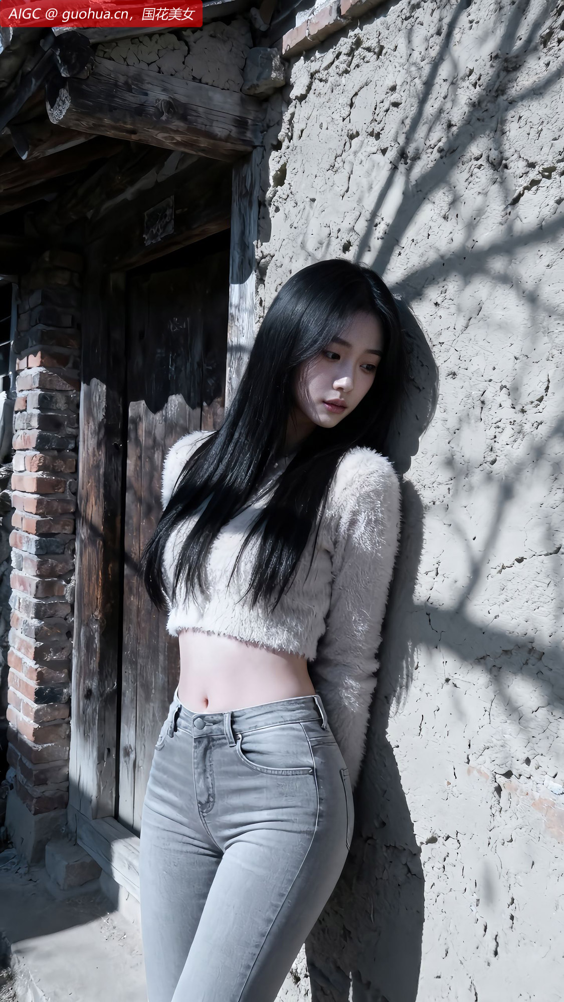 婉晴站在一栋破旧的老屋旁