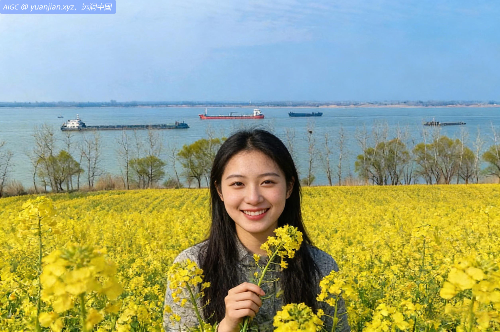 安徽芜湖，繁昌区荻港镇长江岸线水清岸绿