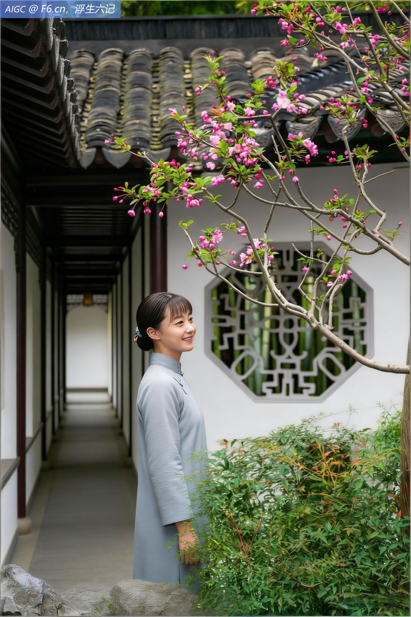 狮子林海棠花如繁星点点，芸娘温婉笑意。