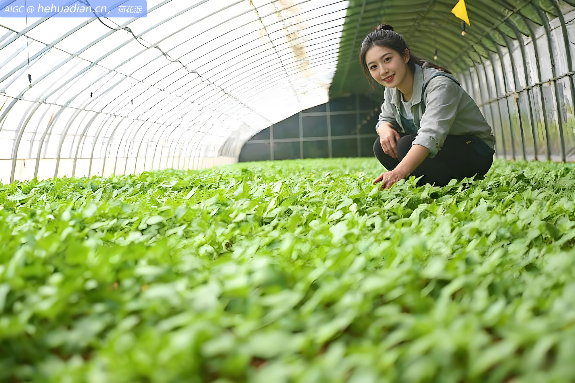 甘肃省定西市小岔口村，工作人员查看马铃薯原种长势