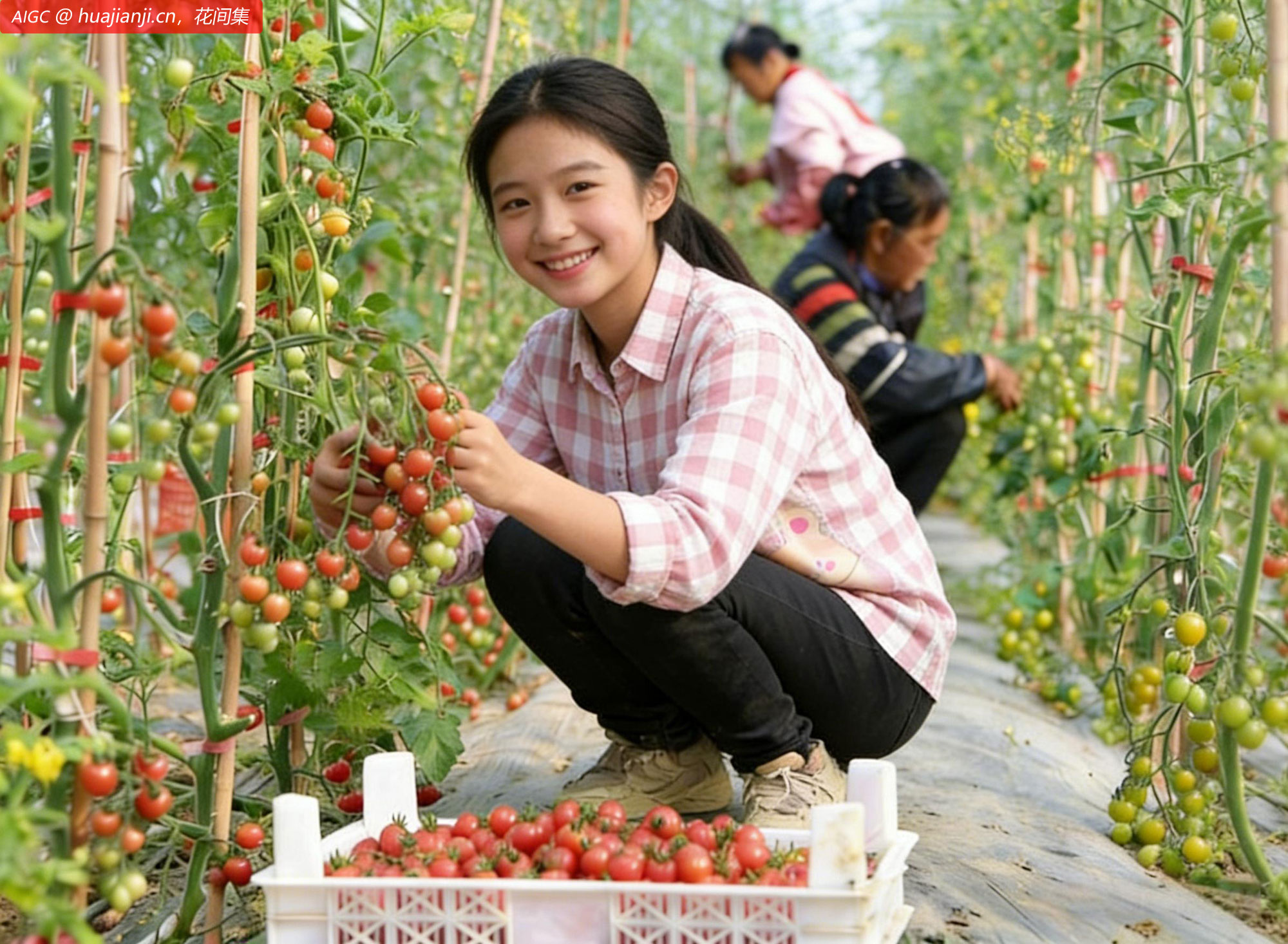 江苏省海安市种植基地，果农正忙着采摘成熟的圣女果